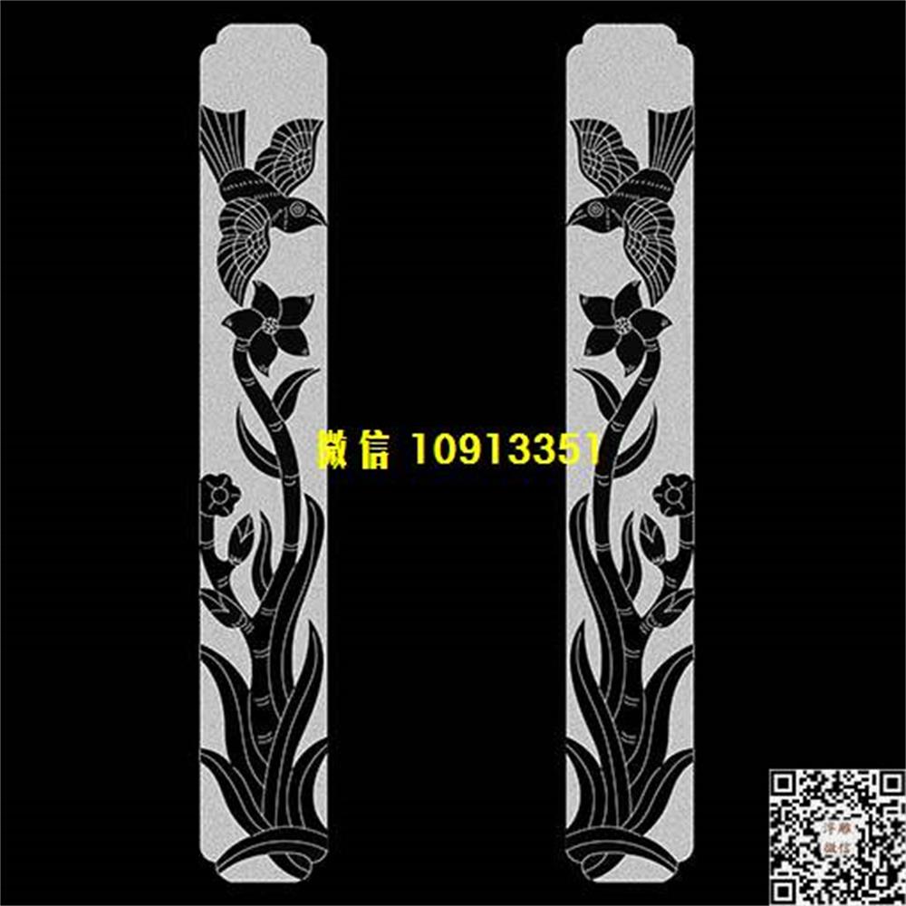 精雕图117墓碑板兰花鸟柱子精雕图线雕图线条图单线铣底图_电脑雕刻plt文泰矢量图精雕图浮雕图